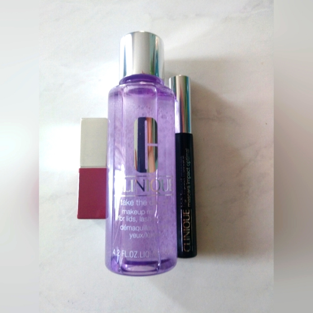 NWOB Clinique Bundle - Full size mascara, lipstick, makeup remover